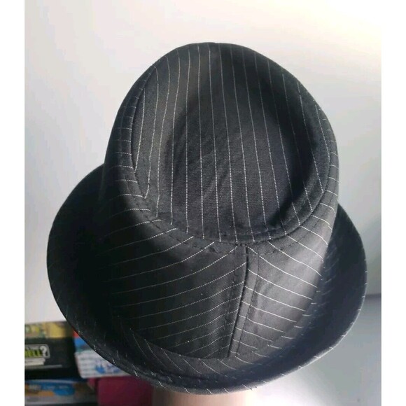 Men's Black Pinstriped Fedora Style Hat -  Size S/M - Picture 7 of 10